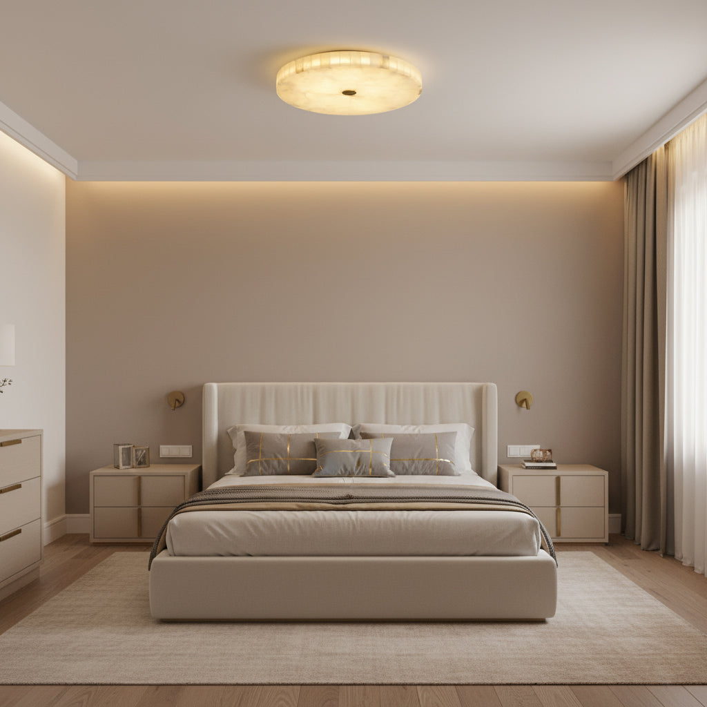 Round Mosaic Alabaster Ceiling Lamp – Dimmable, view 7