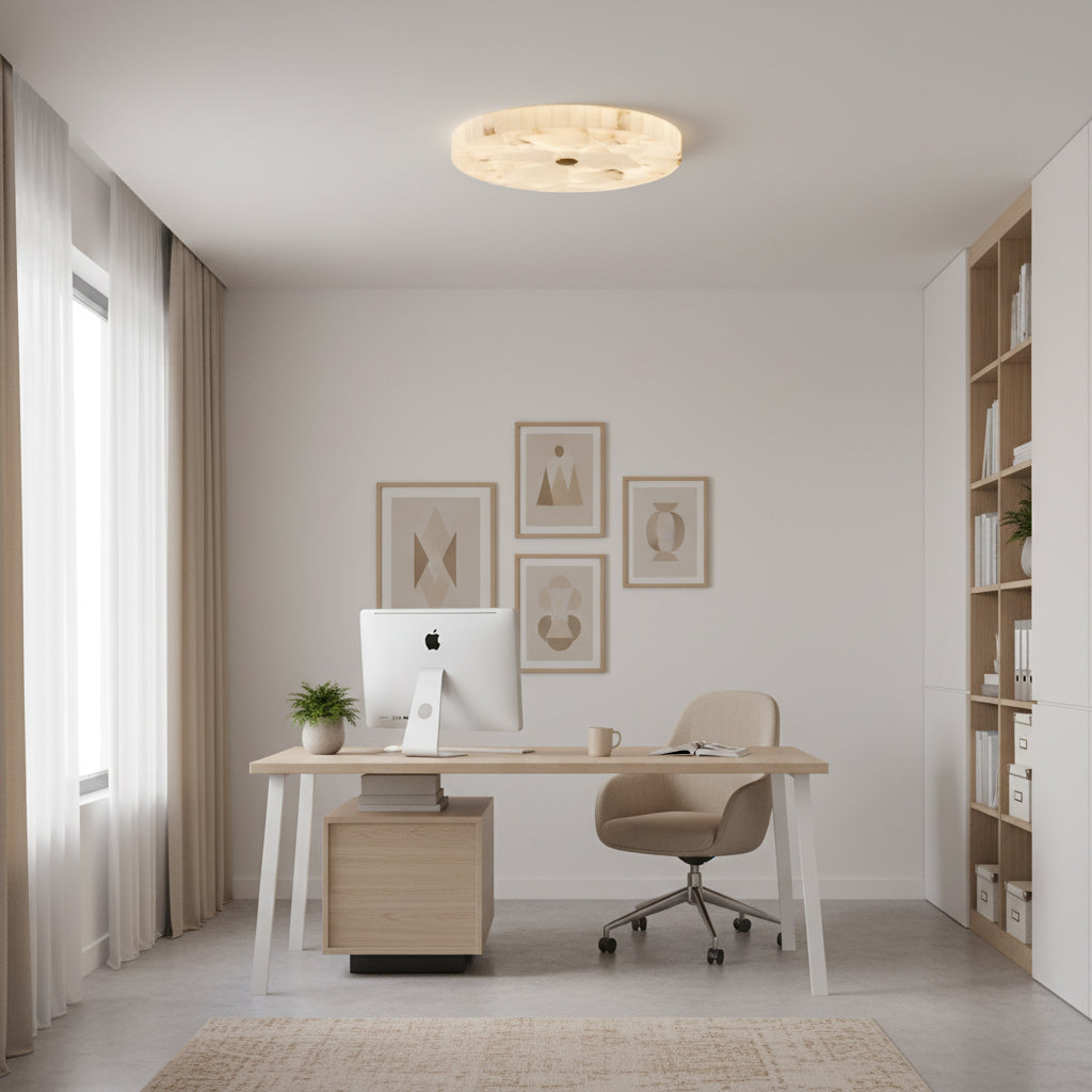 Round Mosaic Alabaster Ceiling Lamp – Dimmable, view 9