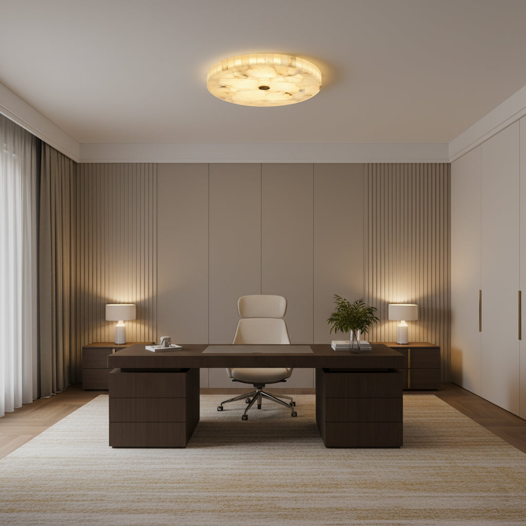 Round Mosaic Alabaster Ceiling Lamp – Dimmable, view 10