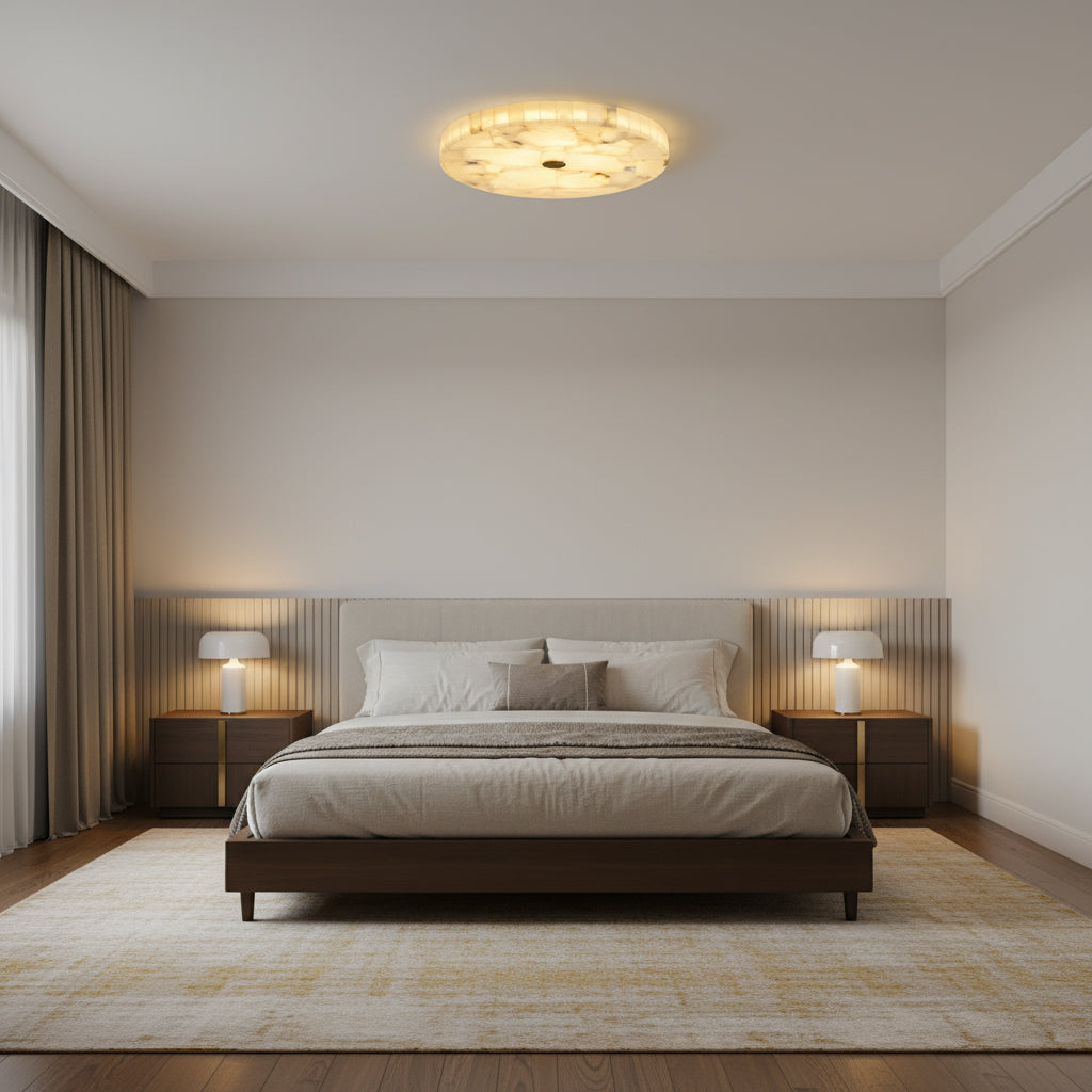 Round Mosaic Alabaster Ceiling Lamp – Dimmable, view 11