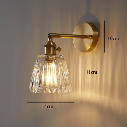 Fluted Glass Brass Wall Sconce