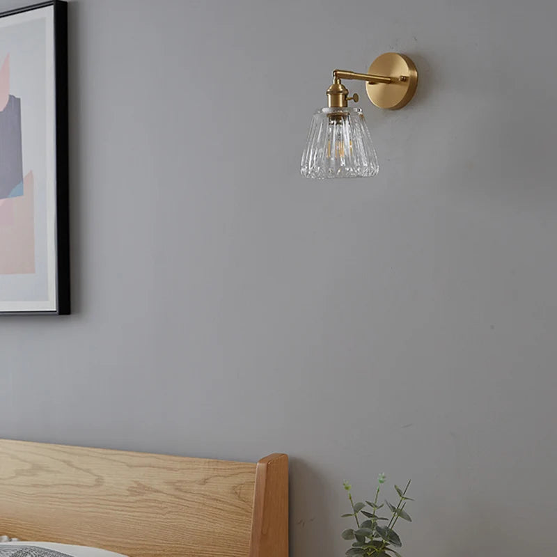 Fluted Glass Brass Wall Sconce