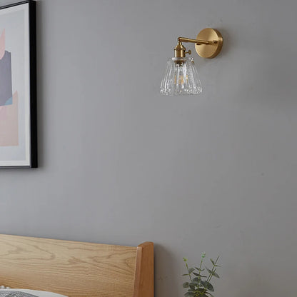 Fluted Glass Brass Wall Sconce