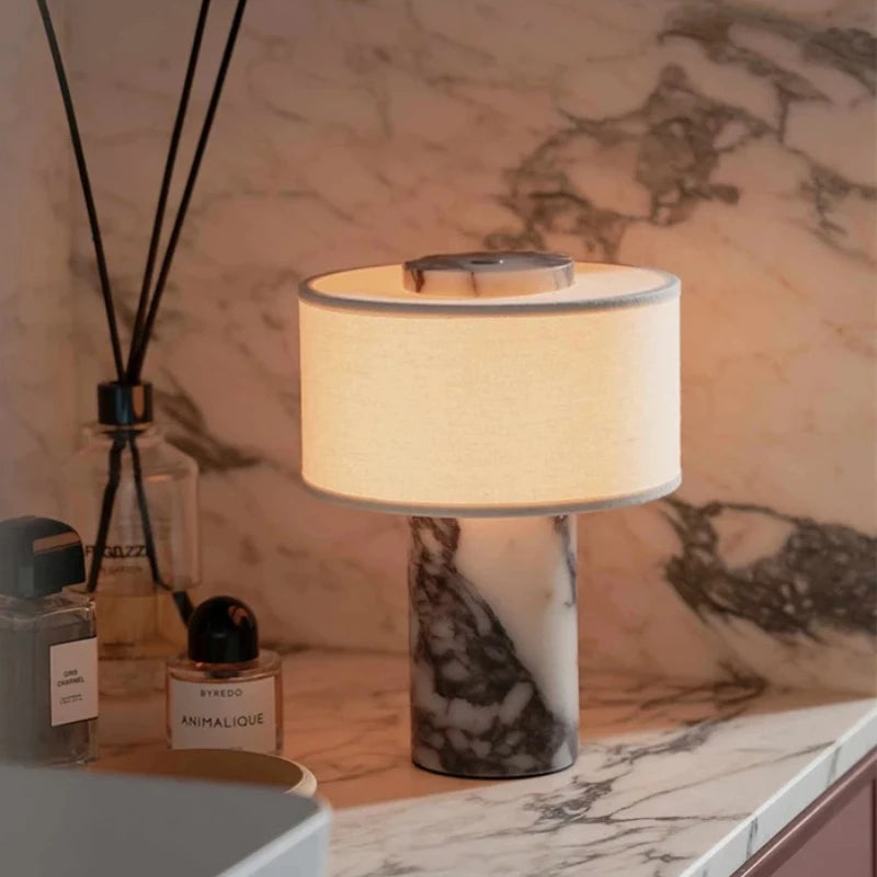 Marble Column Table Lamp