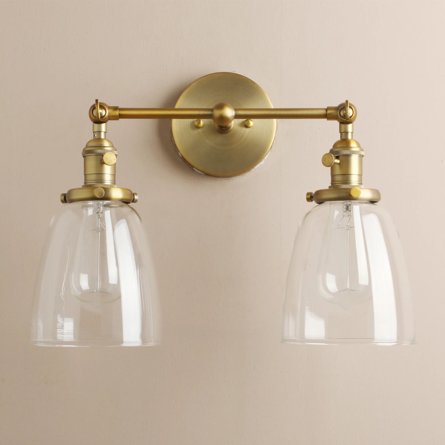 Twin Bell Brass Wall Sconce