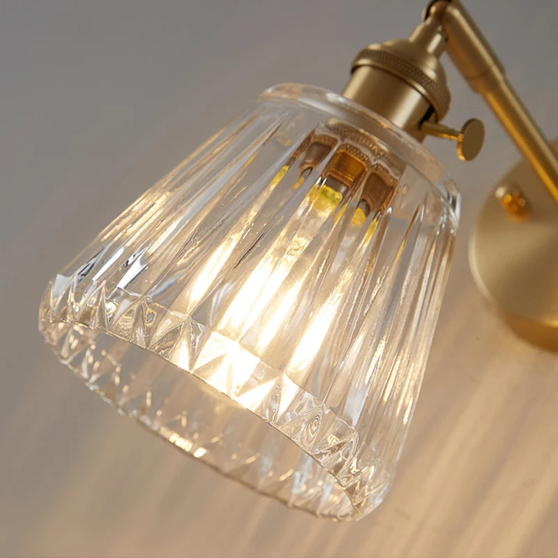 Fluted Glass Brass Wall Sconce