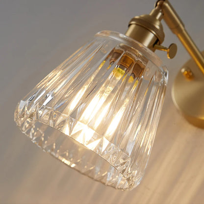 Fluted Glass Brass Wall Sconce