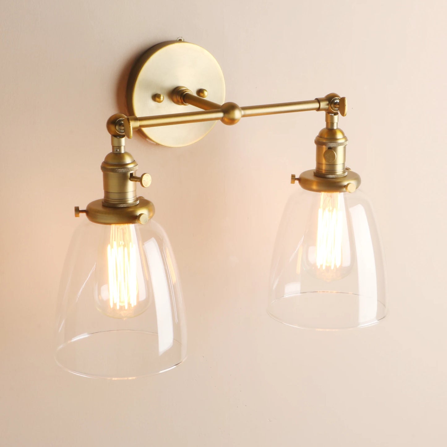 Twin Bell Brass Wall Sconce