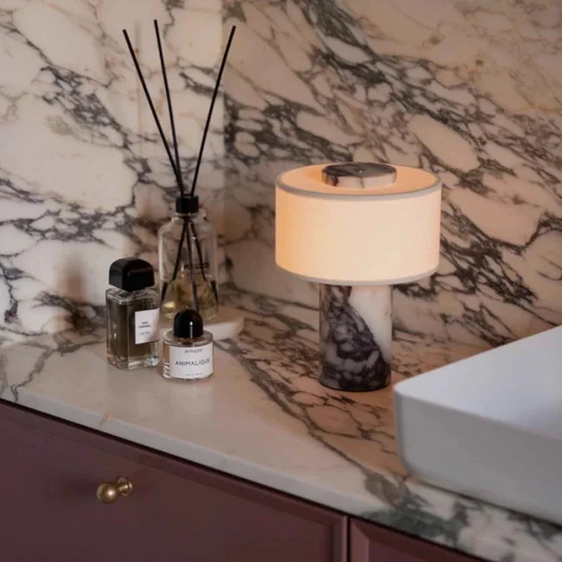 Marble Column Table Lamp