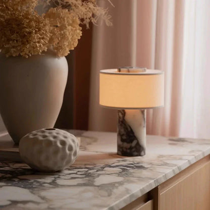 Marble Column Table Lamp