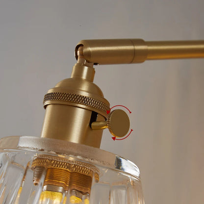Fluted Glass Brass Wall Sconce