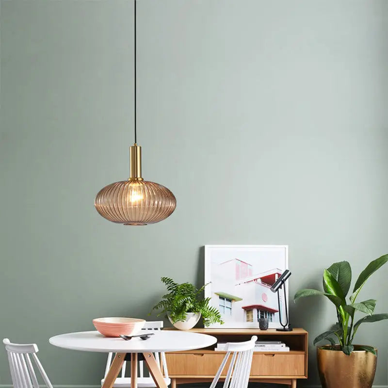 Ribbed Glass Pendant Light