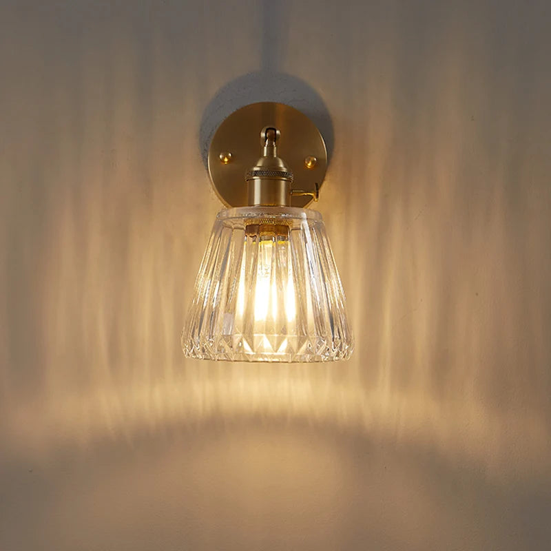 Fluted Glass Brass Wall Sconce