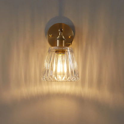 Fluted Glass Brass Wall Sconce