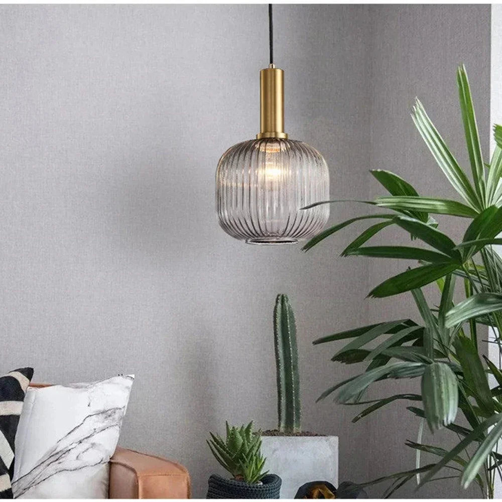 Ribbed Glass Pendant Light