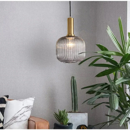 Ribbed Glass Pendant Light