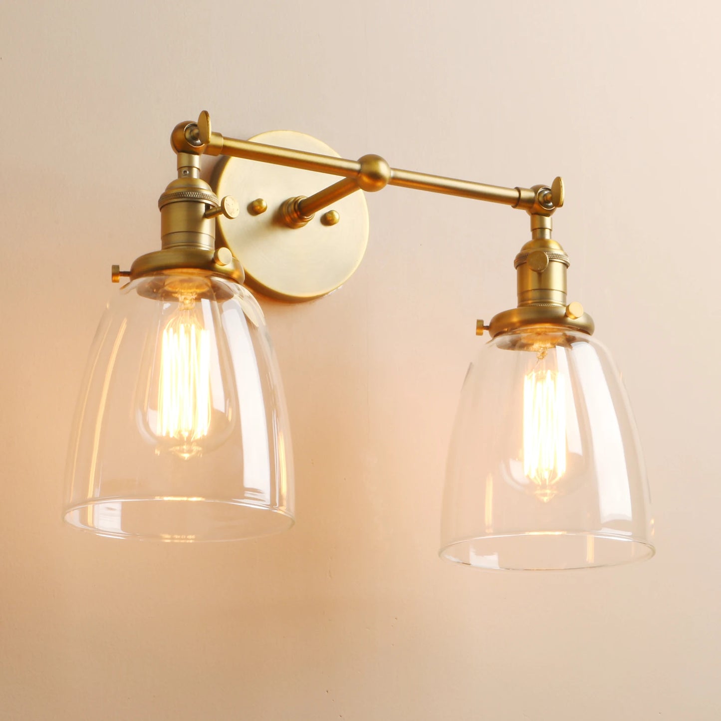 Twin Bell Brass Wall Sconce