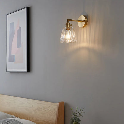 Fluted Glass Brass Wall Sconce