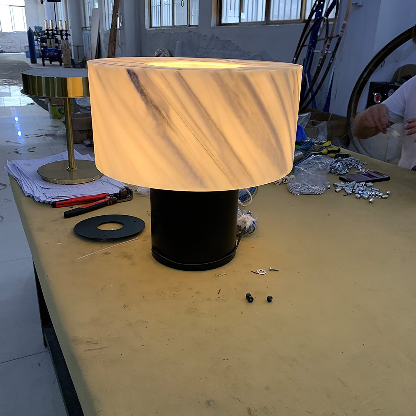 Small Solid Alabaster Table Lamp, view 9