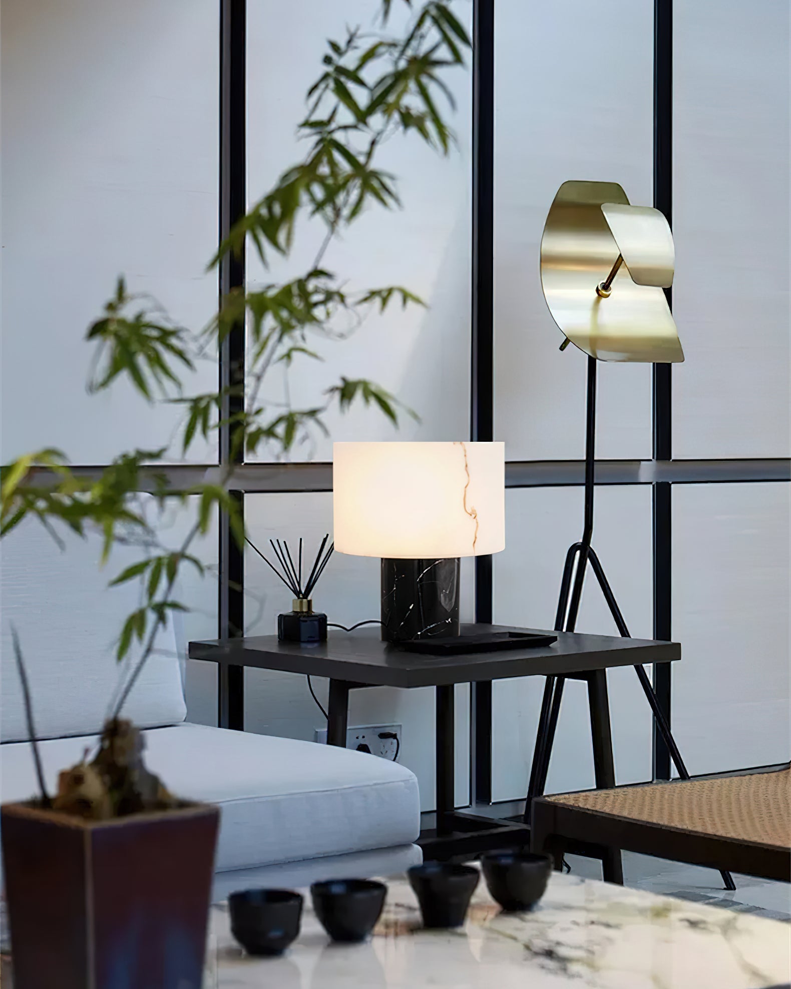 Small Solid Alabaster Table Lamp, view 13