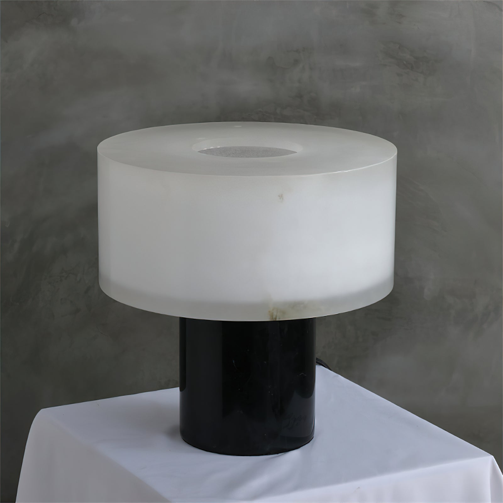 Small Solid Alabaster Table Lamp, alternate view