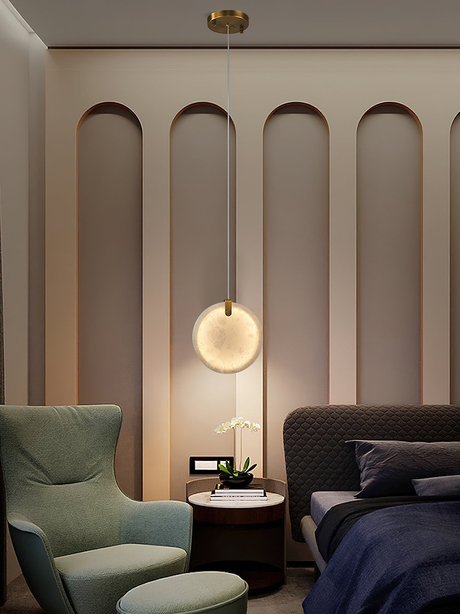 Soho Alabaster Pendant Light – Dimmable, view 14