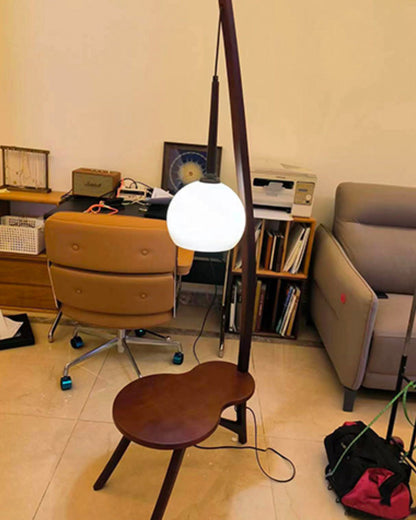Solid Wood Coffee Table Storage Floor Lamp, view 9