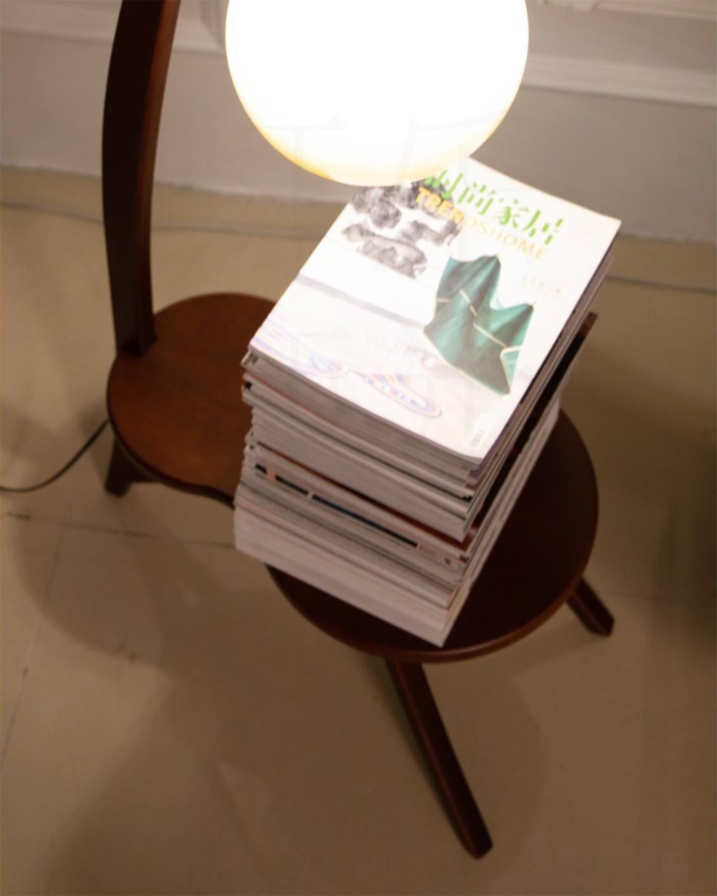 Solid Wood Coffee Table Storage Floor Lamp, view 10