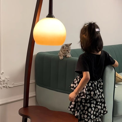 Solid Wood Coffee Table Storage Floor Lamp, view 11