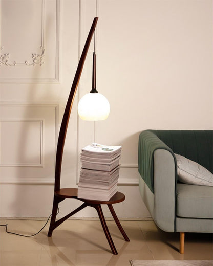 Solid Wood Coffee Table Storage Floor Lamp, alternate view