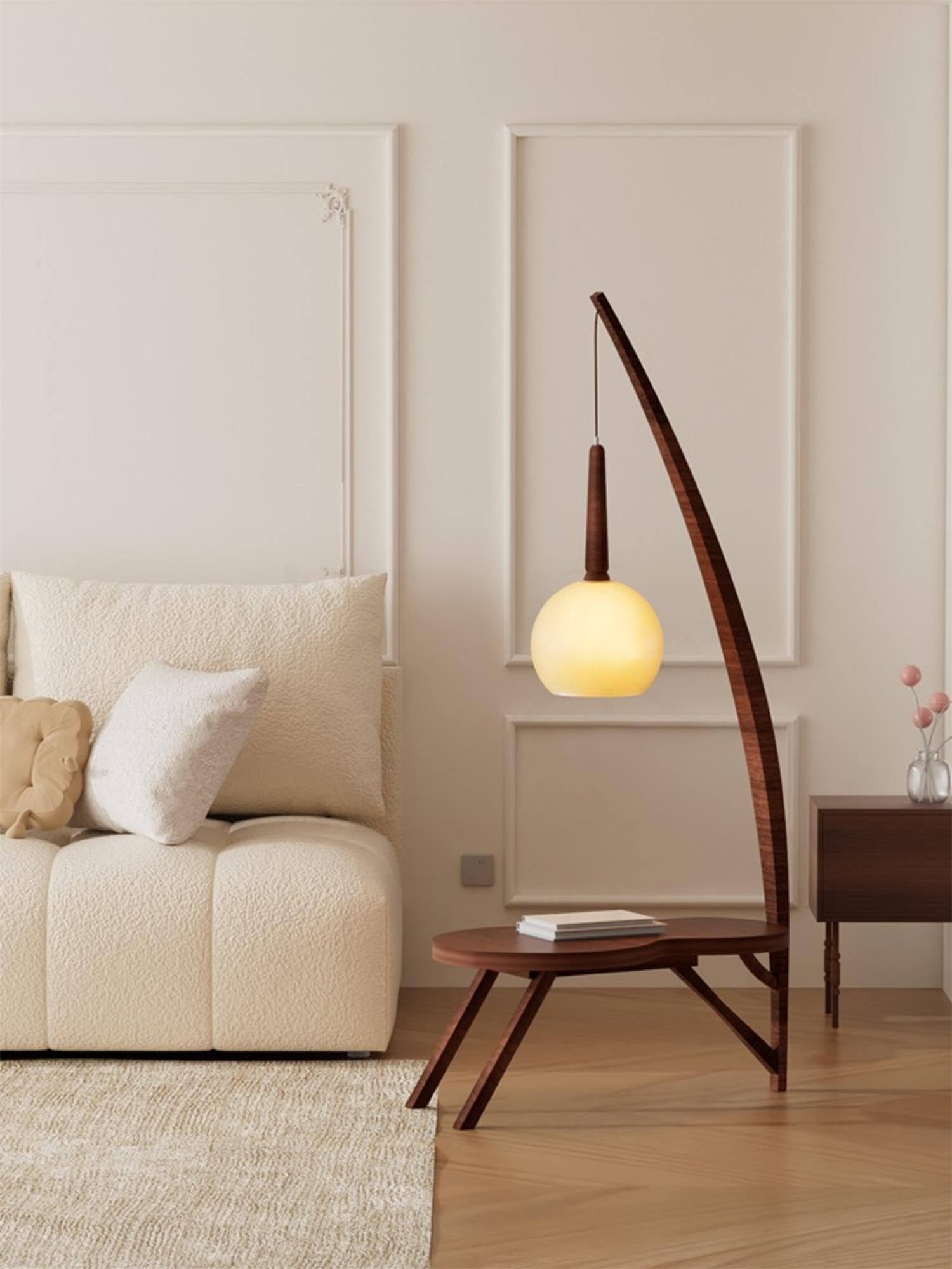Solid Wood Coffee Table Storage Floor Lamp, view 5