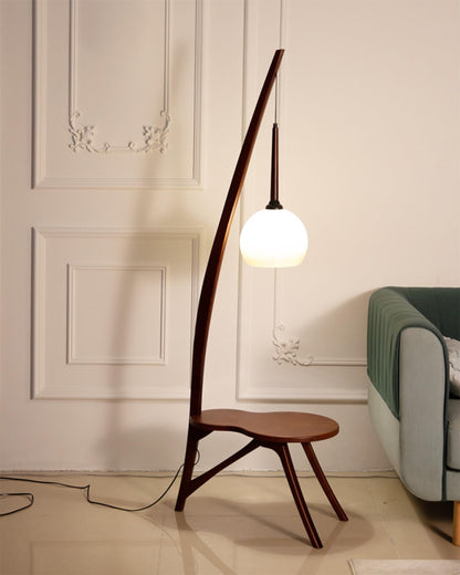 Solid Wood Coffee Table Storage Floor Lamp, view 6