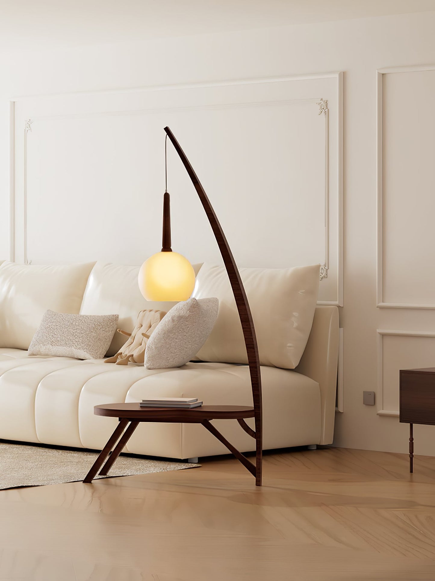 Solid Wood Coffee Table Storage Floor Lamp, view 8