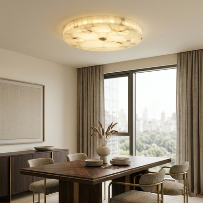 Round Mosaic Alabaster Ceiling Lamp – Dimmable, view 5