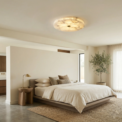 Round Mosaic Alabaster Ceiling Lamp – Dimmable, view 6