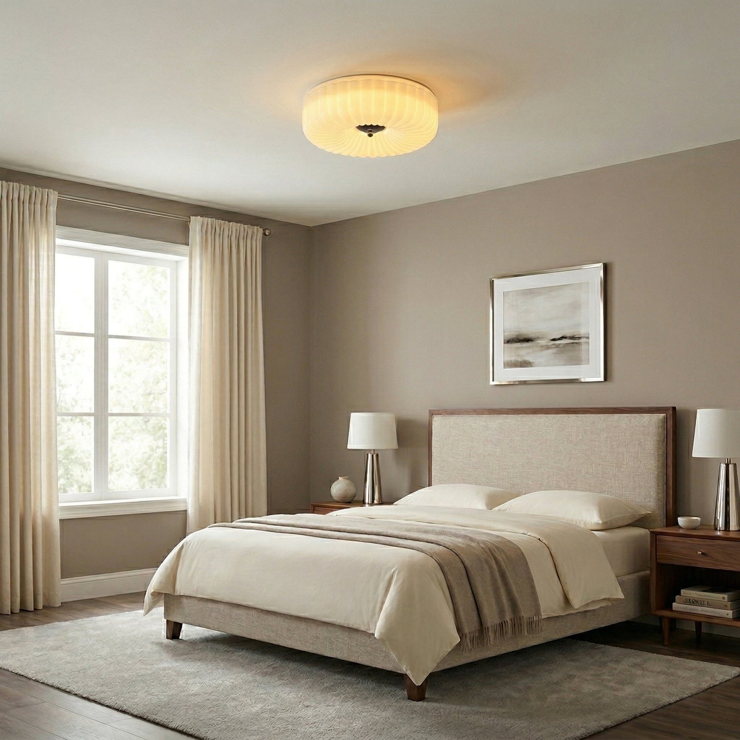 Willa Glass Flush Mount Ceiling Light, view 9