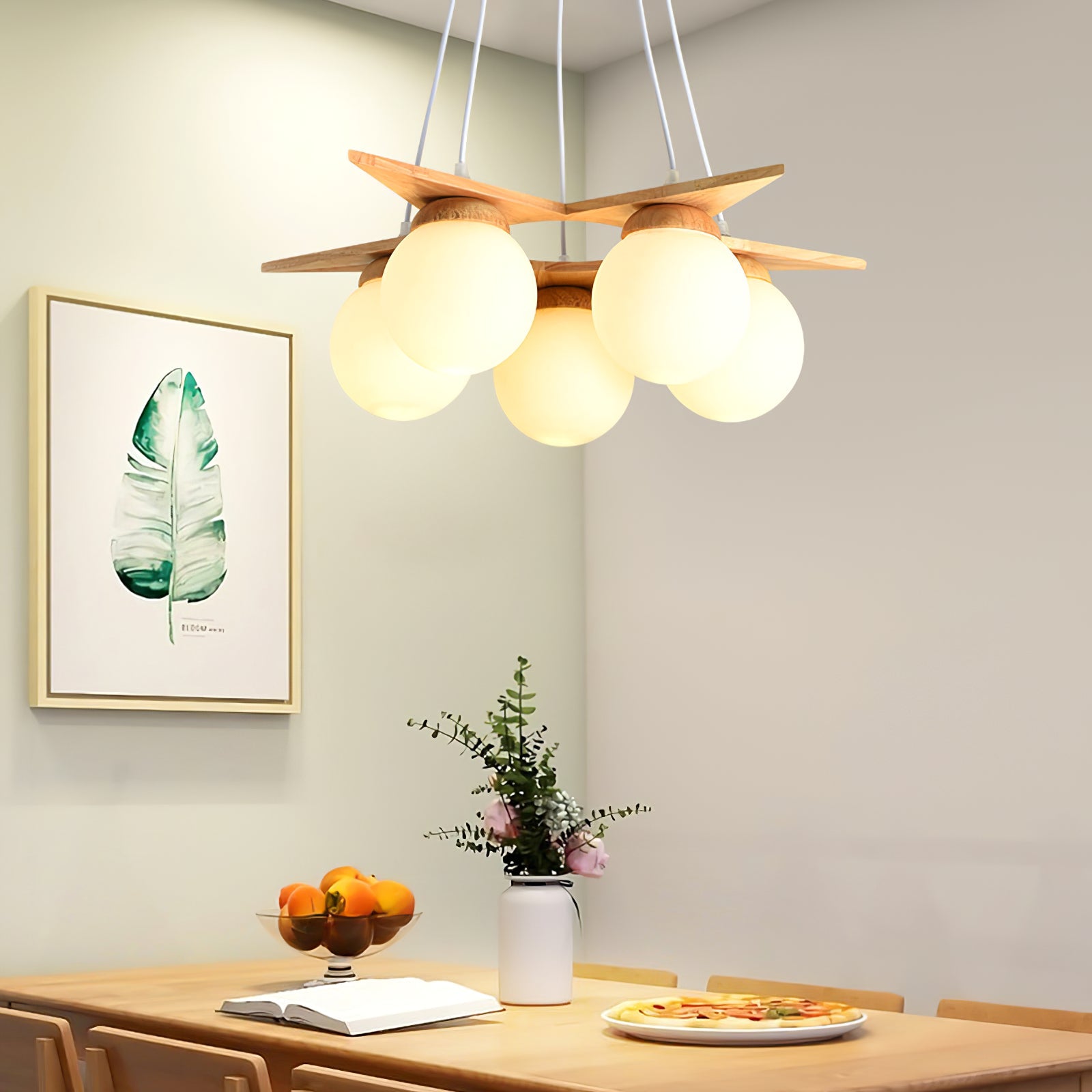 Wooden Star With Glass Chandelier, view 10