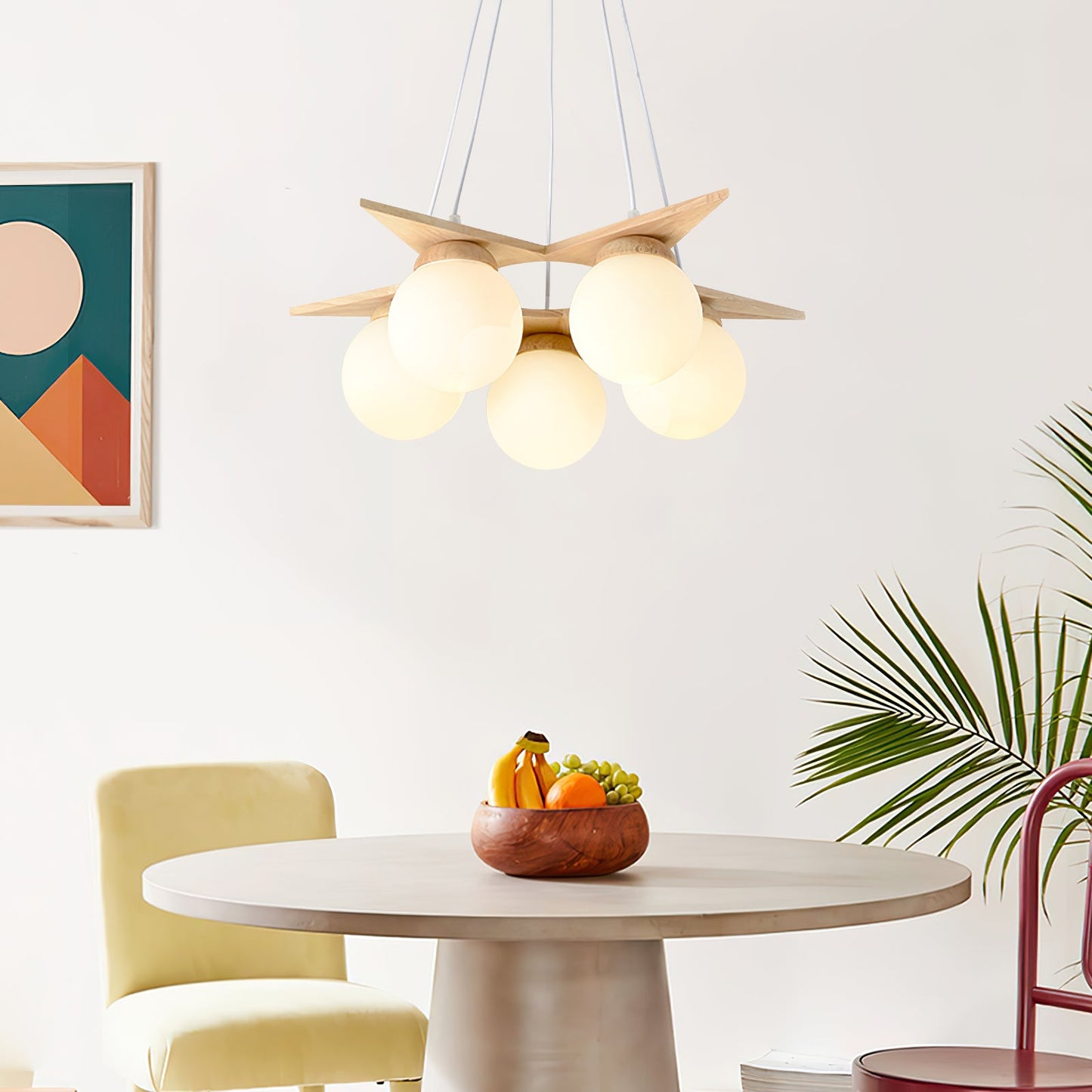 Wooden Star With Glass Chandelier, view 5