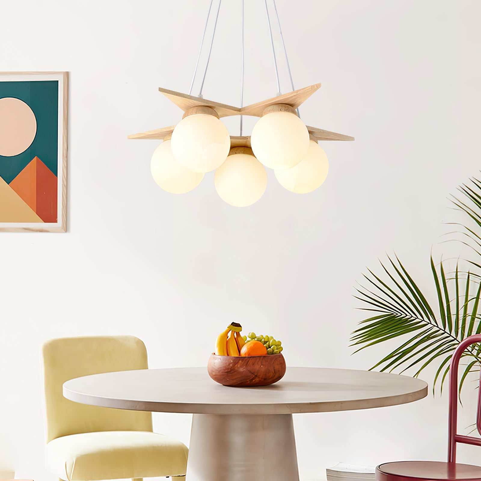 Wooden Star With Glass Chandelier, view 5