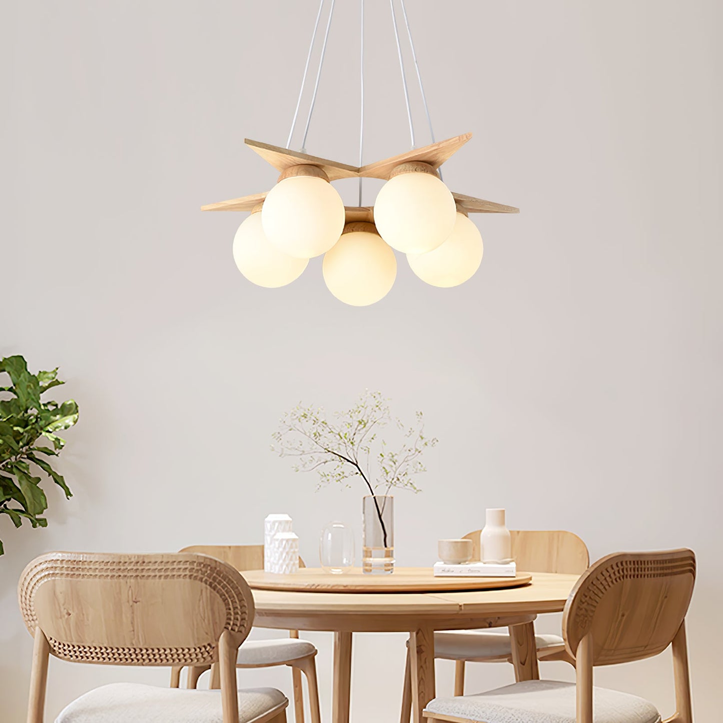 Wooden Star With Glass Chandelier, view 13