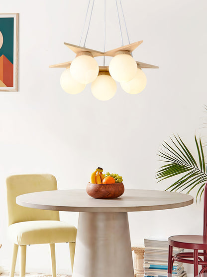 Wooden Star With Glass Chandelier, view 14