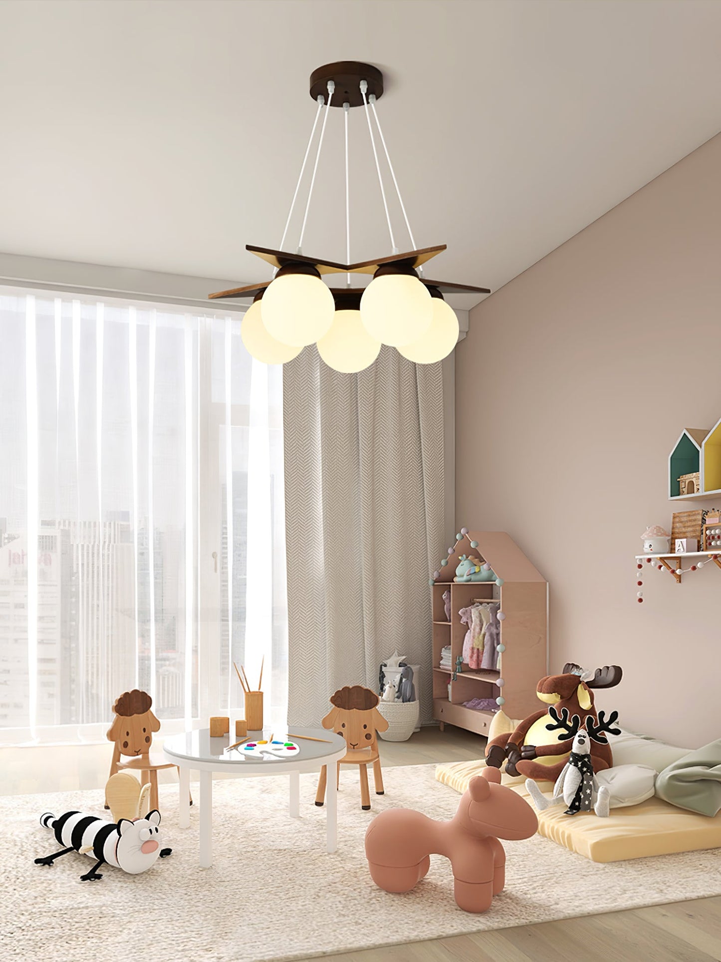 Wooden Star With Glass Chandelier, view 15
