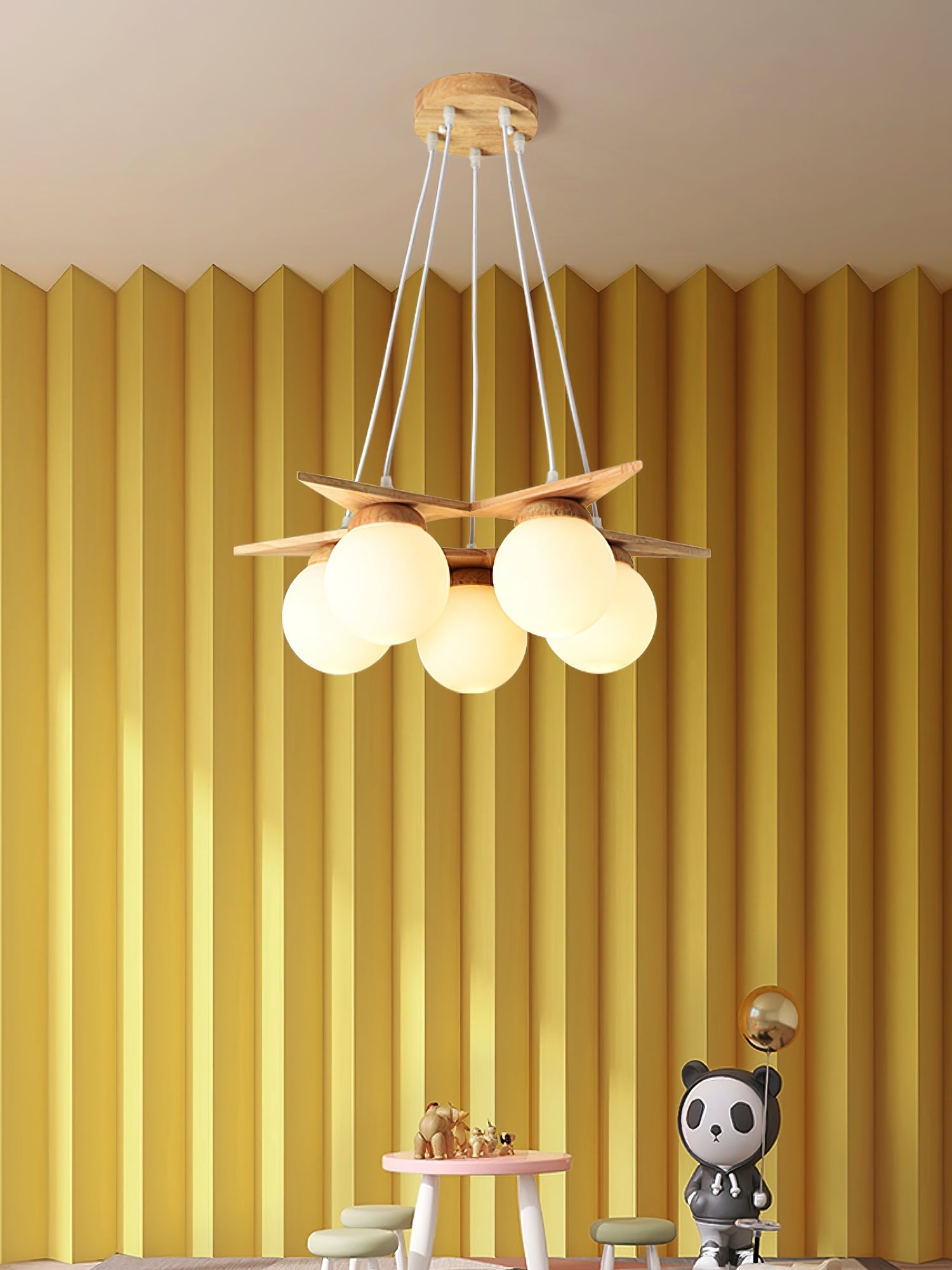 Wooden Star With Glass Chandelier, view 17
