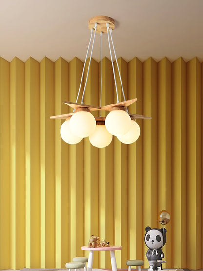 Wooden Star With Glass Chandelier, view 17