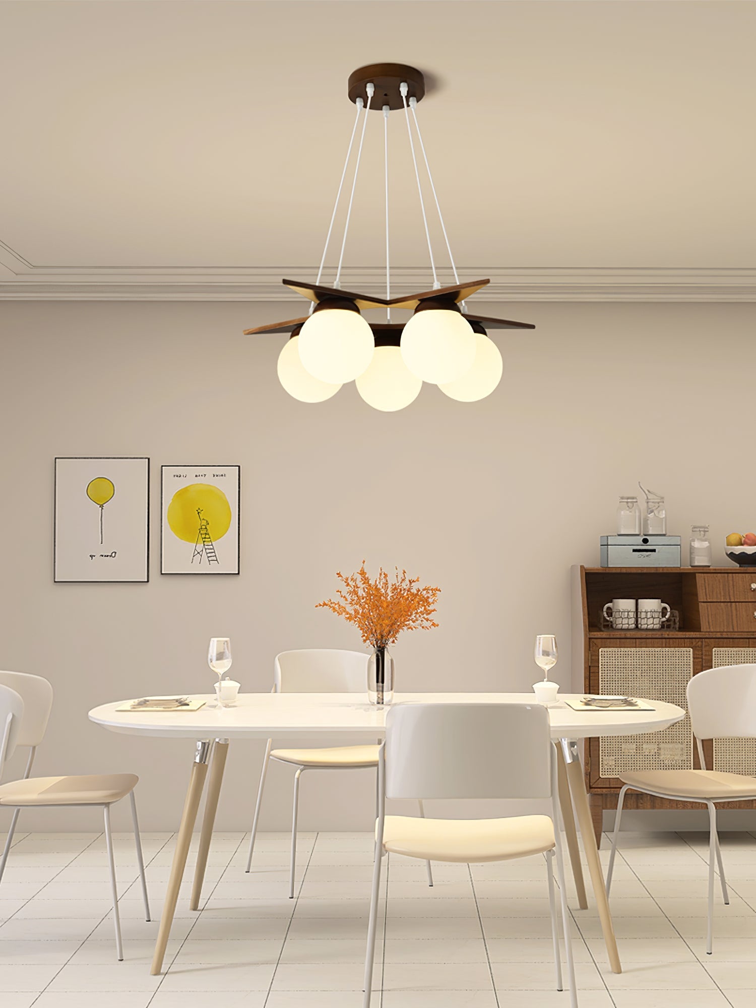 Wooden Star With Glass Chandelier, view 19