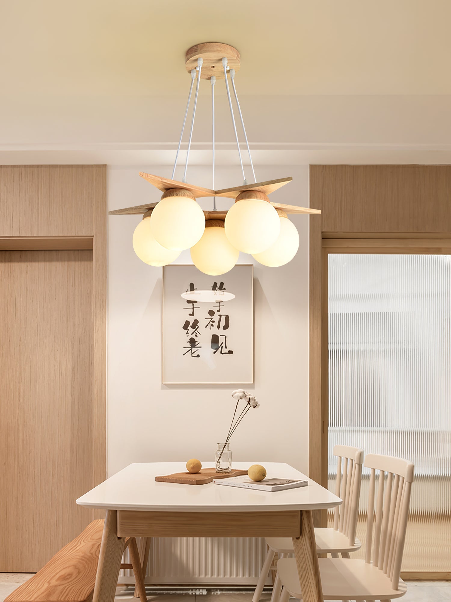Wooden Star With Glass Chandelier, view 20