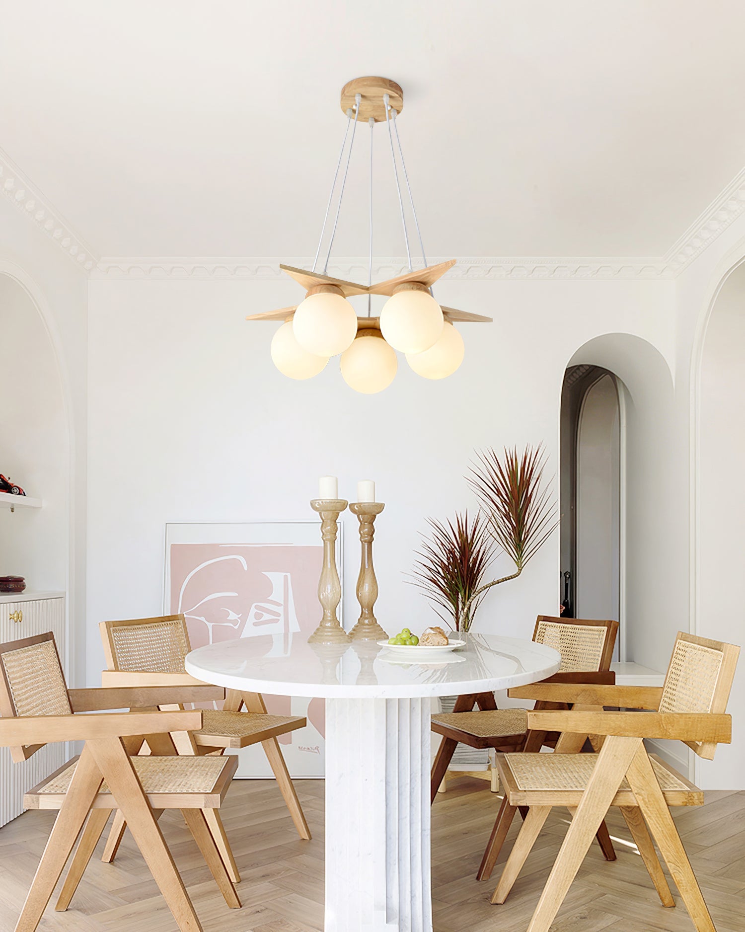 Wooden Star With Glass Chandelier, view 22