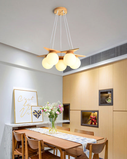 Wooden Star With Glass Chandelier, view 23