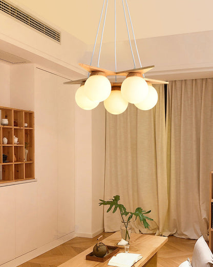 Wooden Star With Glass Chandelier, view 25