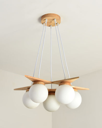 Wooden Star With Glass Chandelier, view 27